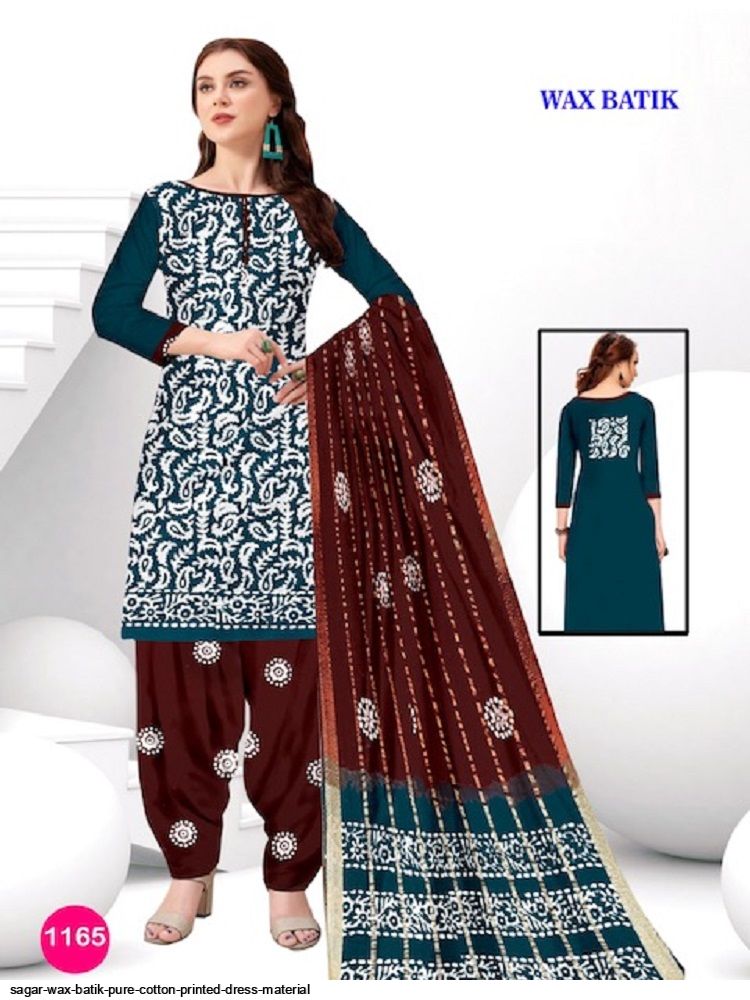 white christmas dresses Batik Pure Cotton 3 pc Salwar Suit Dress Material with Beautiful Neck  Embroidery and Mul Cotton Dupatta main image 0