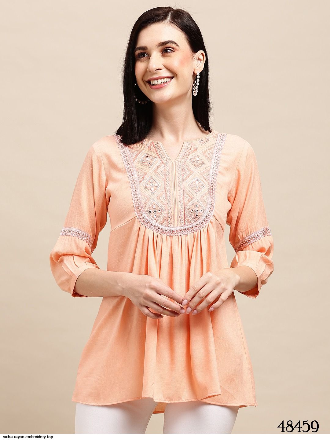 SAIBA RAYON Embroidery TOP