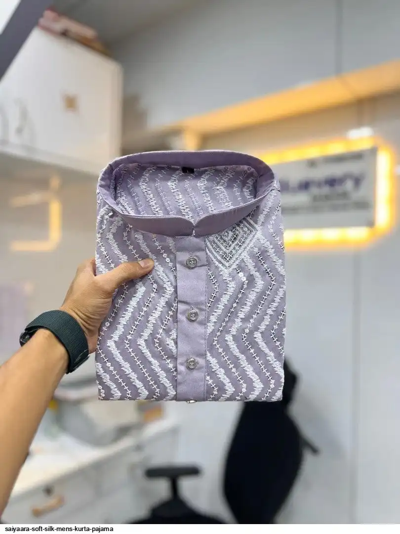 SAIYAARA SOFT SILK MENS KURTA PAJAMA D