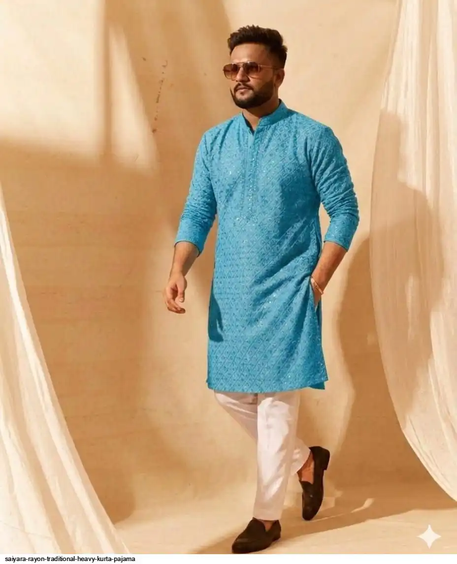 SAIYARA RAYON TRADITIONAL HEAVY KURTA PAJAMA C