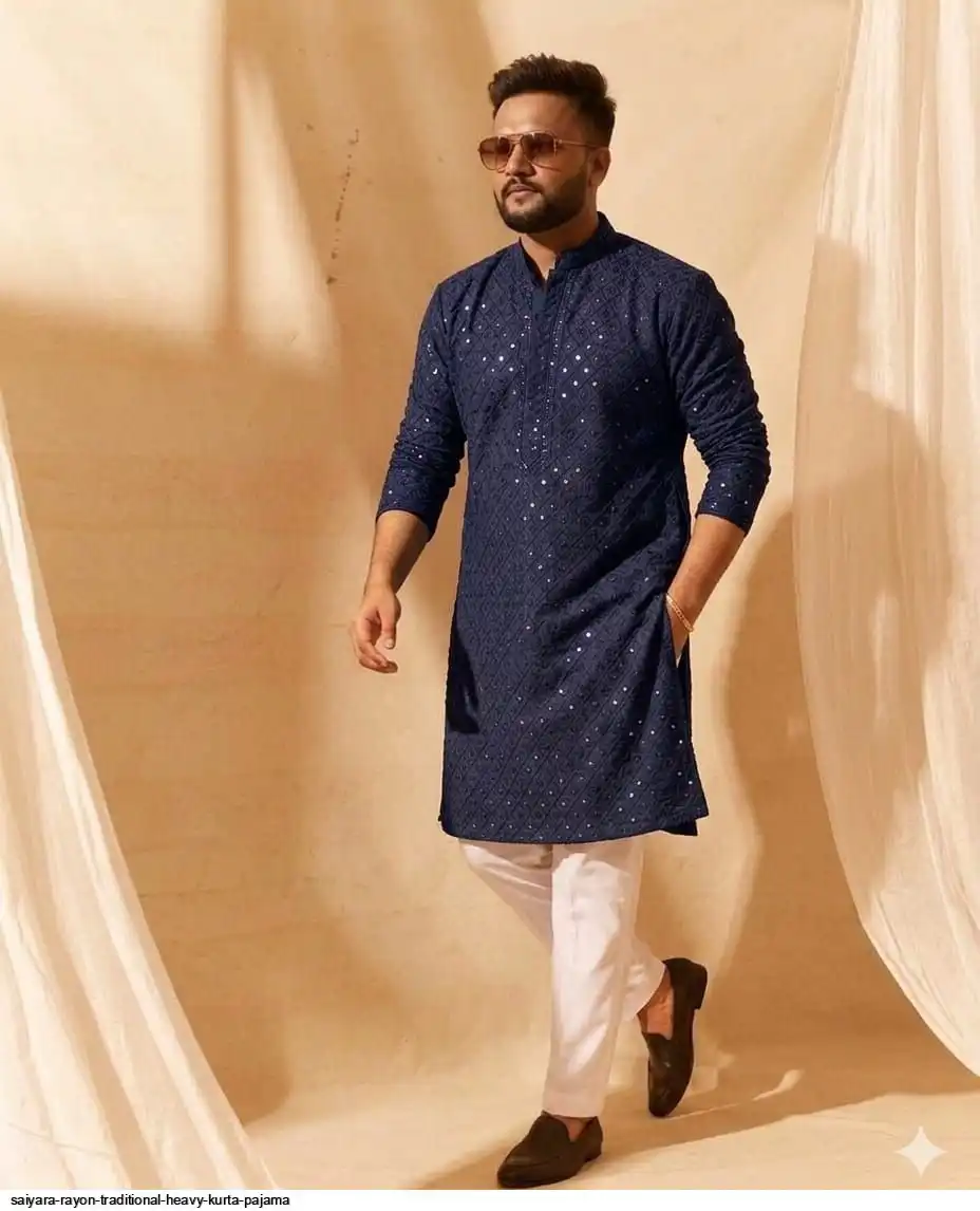 SAIYARA RAYON TRADITIONAL HEAVY KURTA PAJAMA B