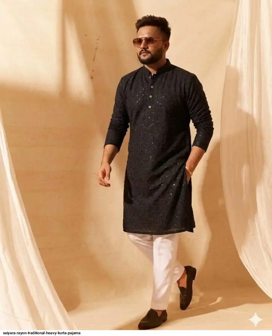 SAIYARA RAYON TRADITIONAL HEAVY KURTA PAJAMA E