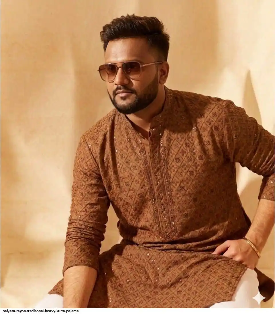 SAIYARA RAYON TRADITIONAL HEAVY KURTA PAJAMA F