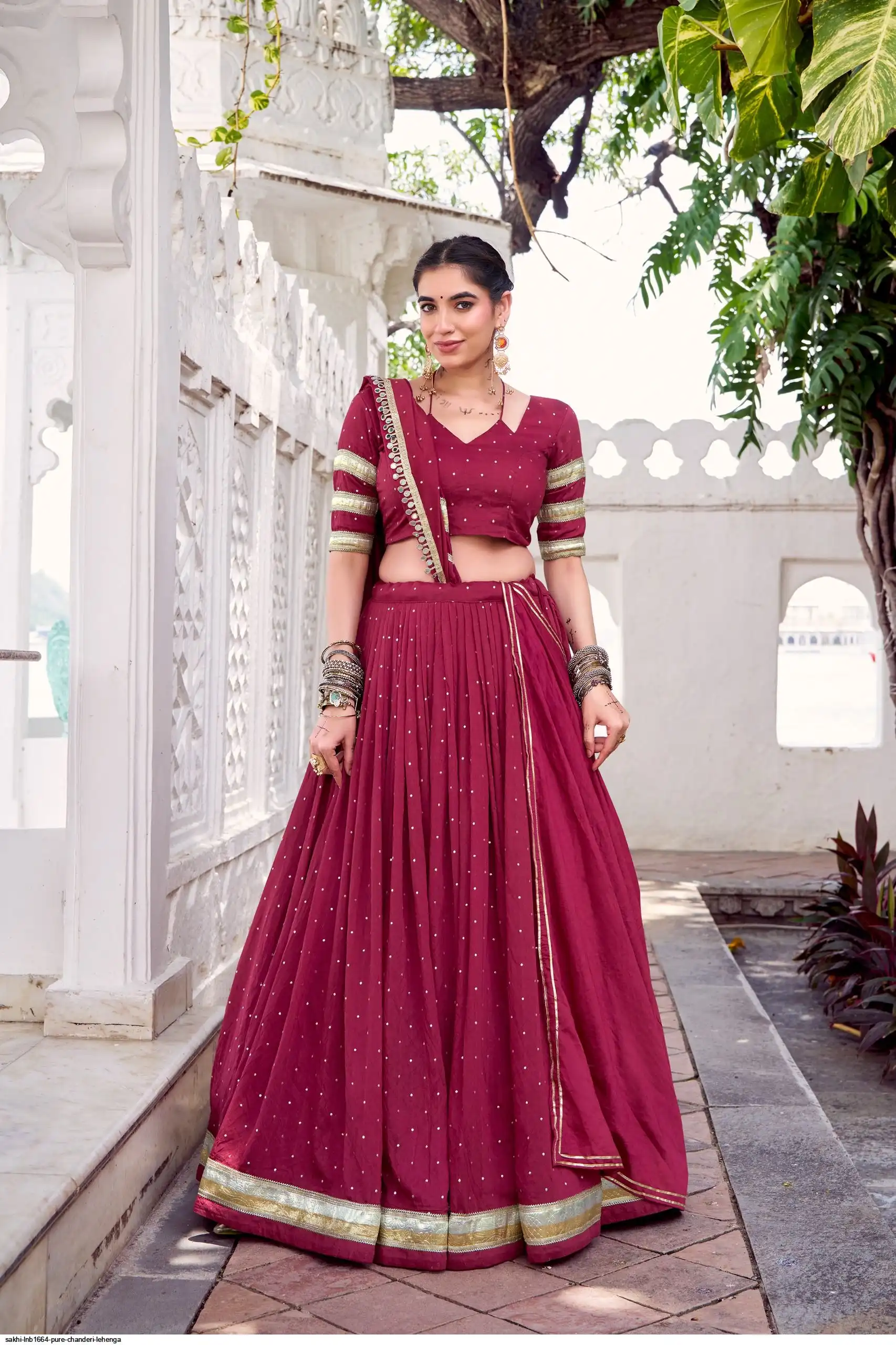 SAKHI LNB1664 PURE CHANDERI LEHENGA 3