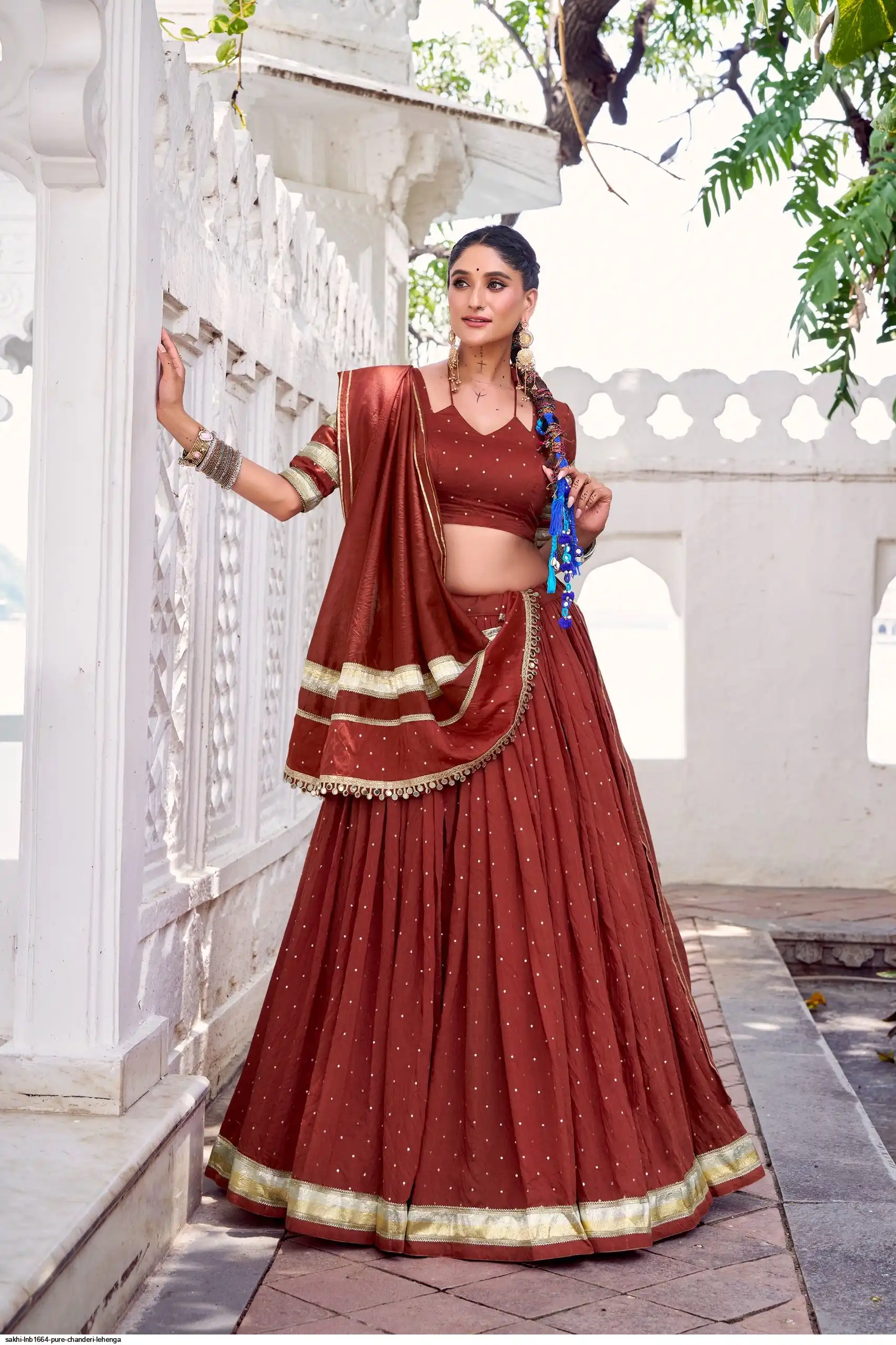 SAKHI LNB1664 PURE CHANDERI LEHENGA 4