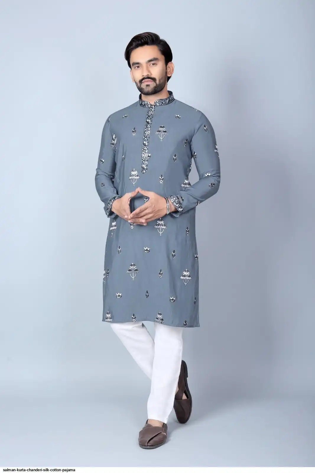 SALMAN KURTA CHANDERI SILK COTTON PAJAMA B