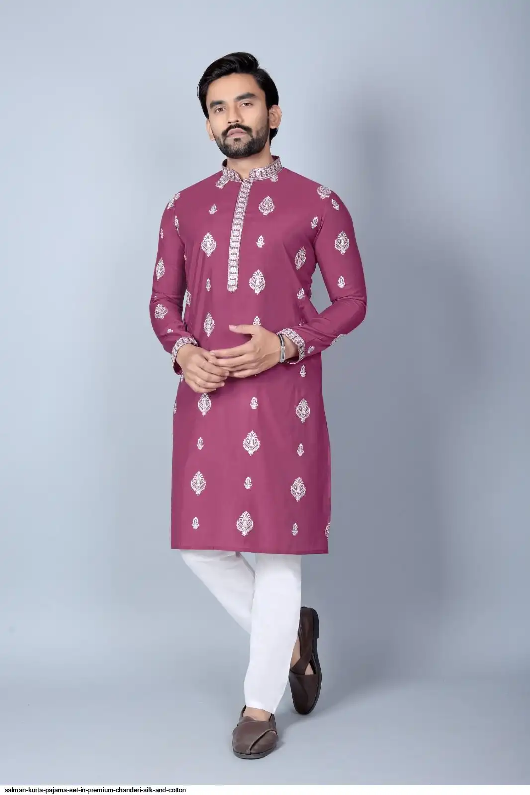 SALMAN KURTA PAJAMA SET IN PREMIUM CHANDERI SILK AND COTTON B