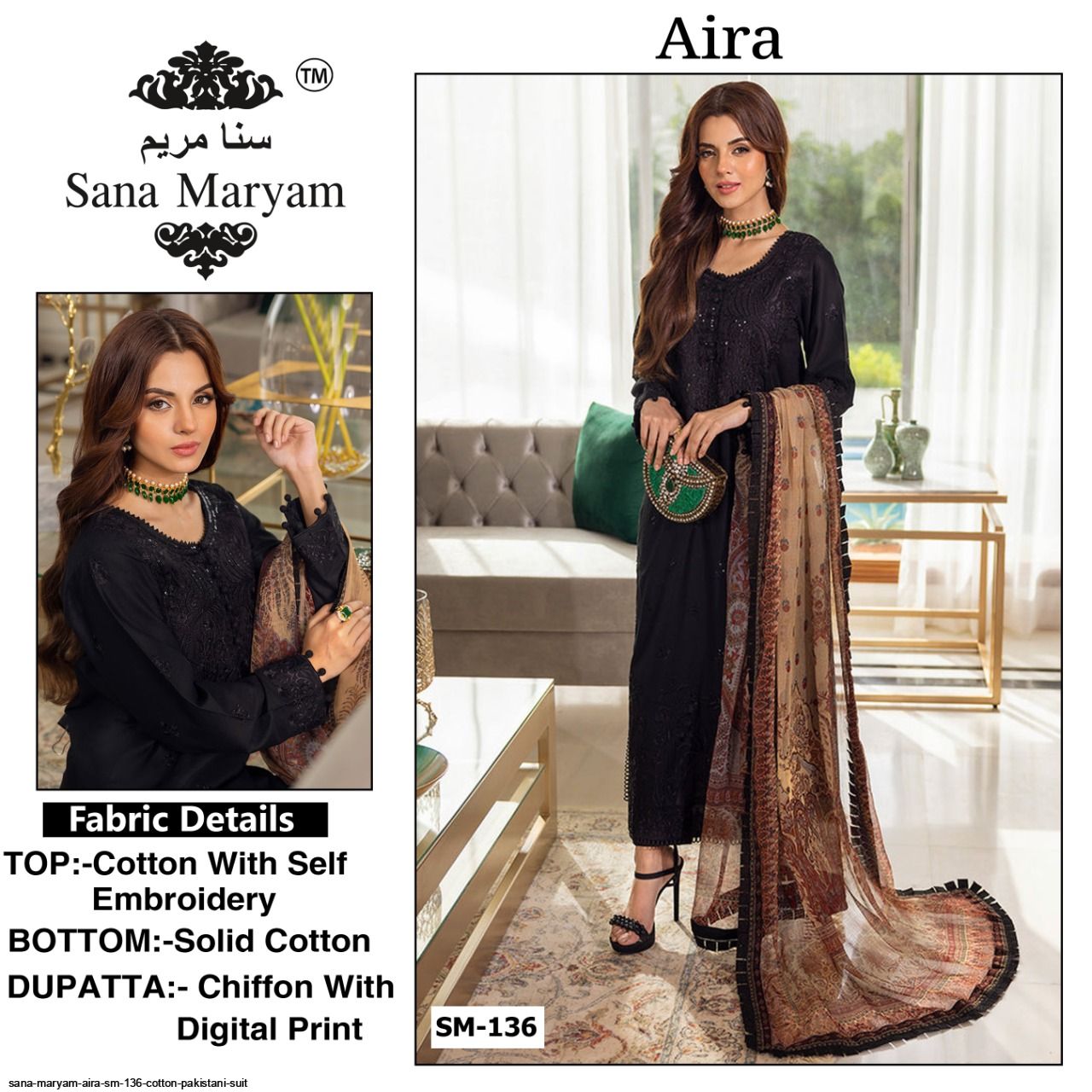 Sana Maryam AIRA SM 136 Cotton PAKISTANI SUIT