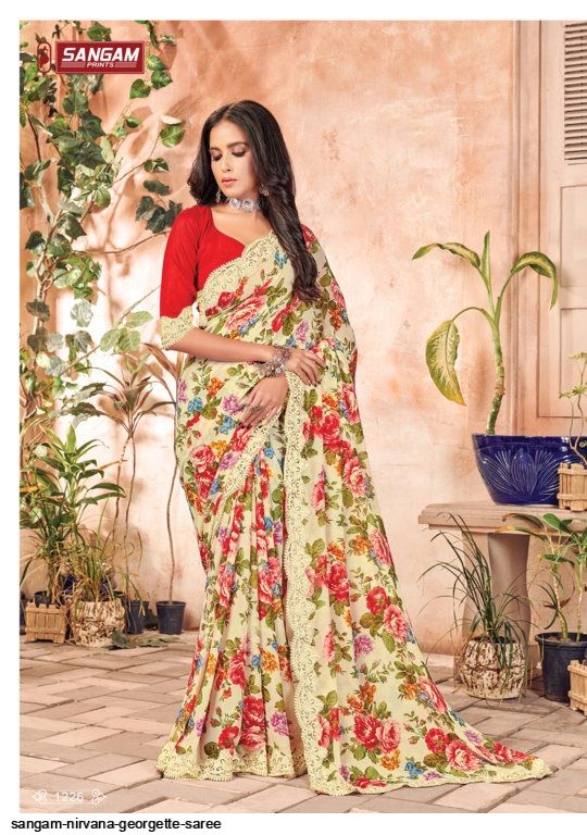 Nirvana SNG Regualr Wear New Fancy Printed Georgette Sarees Collection  Catalog