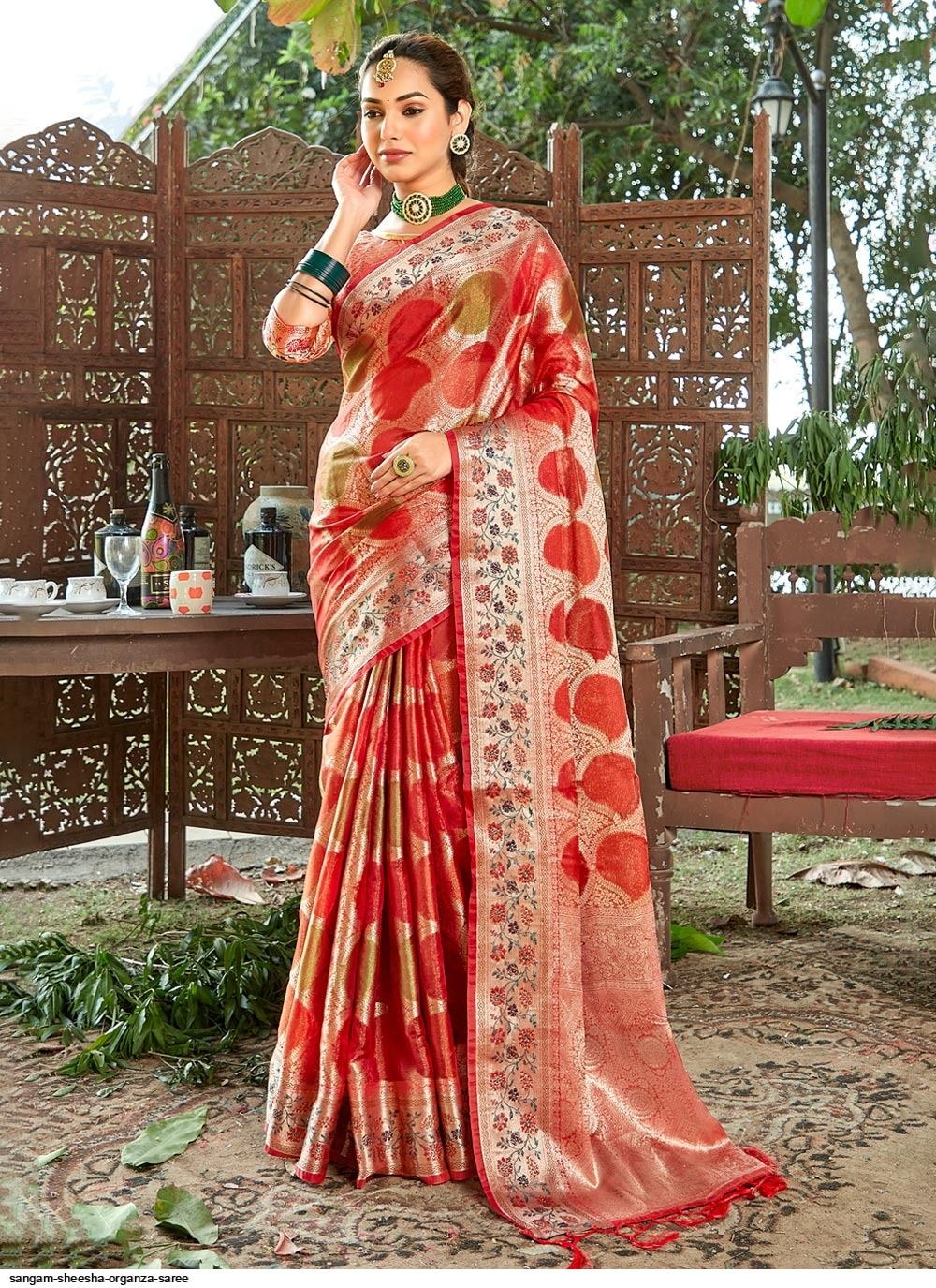 SANGAM SHEESHA ORGANZA SAREE