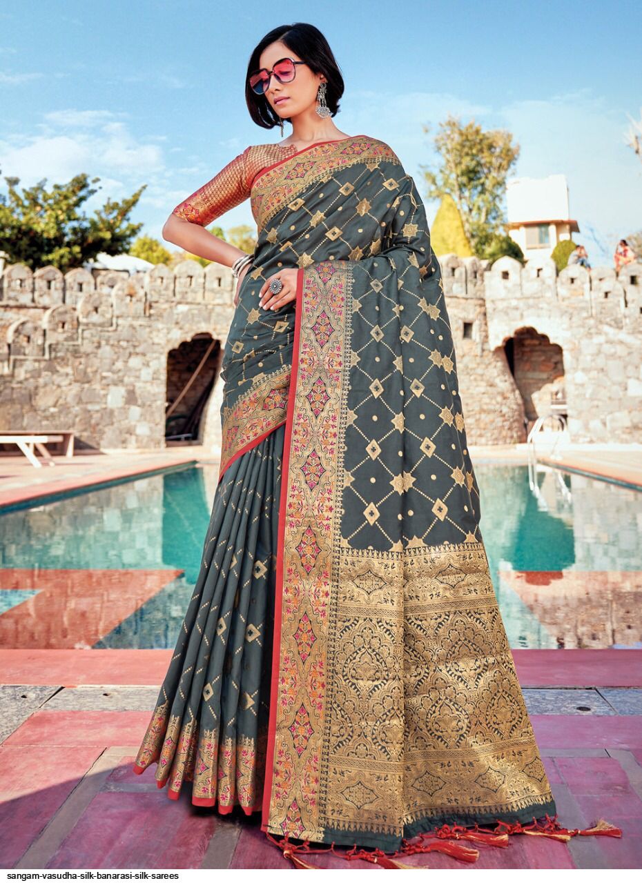 SANGAM VASUDHA SILK Banarasi Silk SAREES