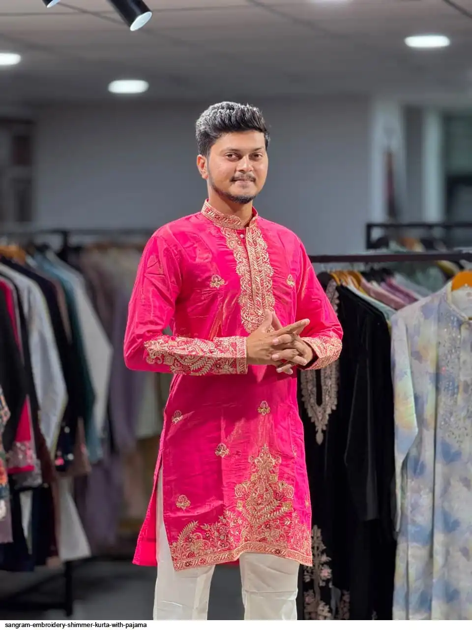 SANGRAM EMBROIDERY SHIMMER KURTA WITH PAJAMA F