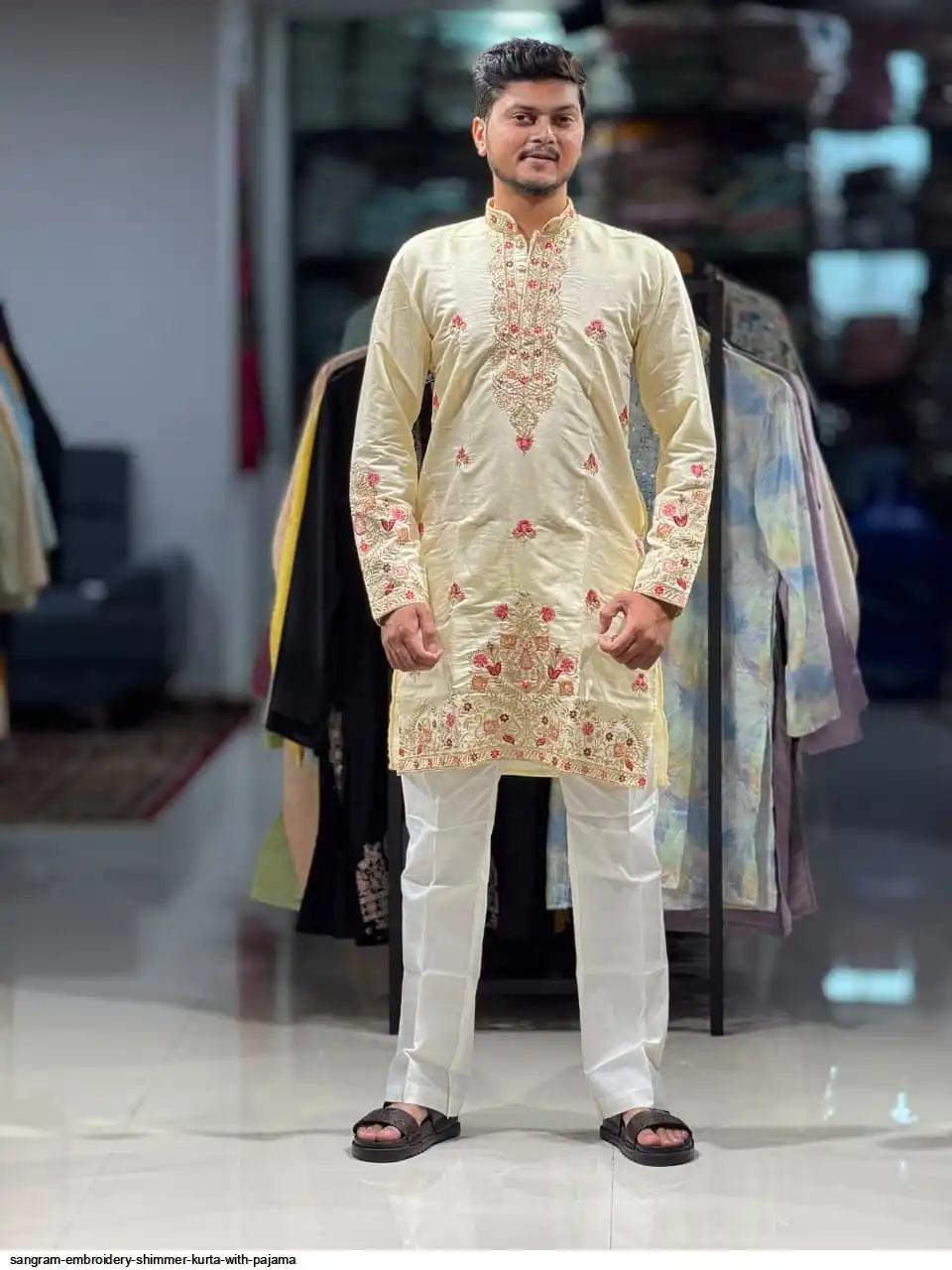 SANGRAM EMBROIDERY SHIMMER KURTA WITH PAJAMA C