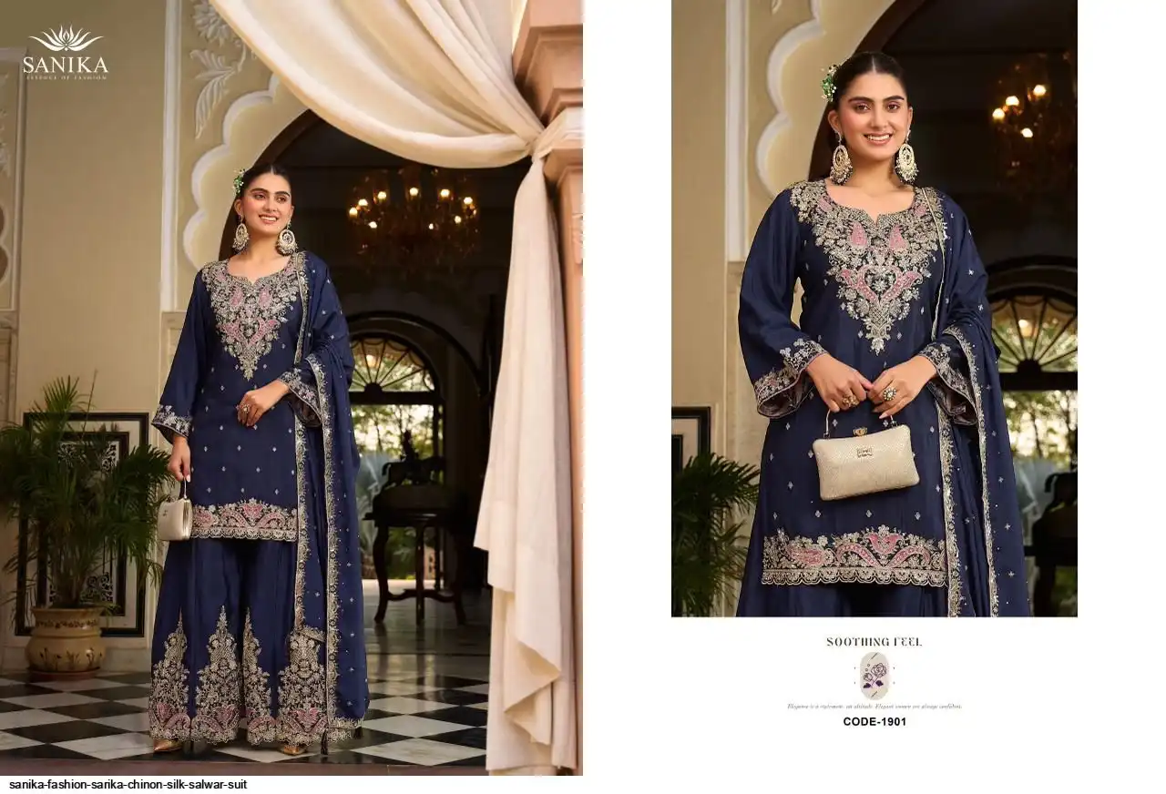 SANIKA FASHION SARIKA CHINON SILK SALWAR SUIT 1904