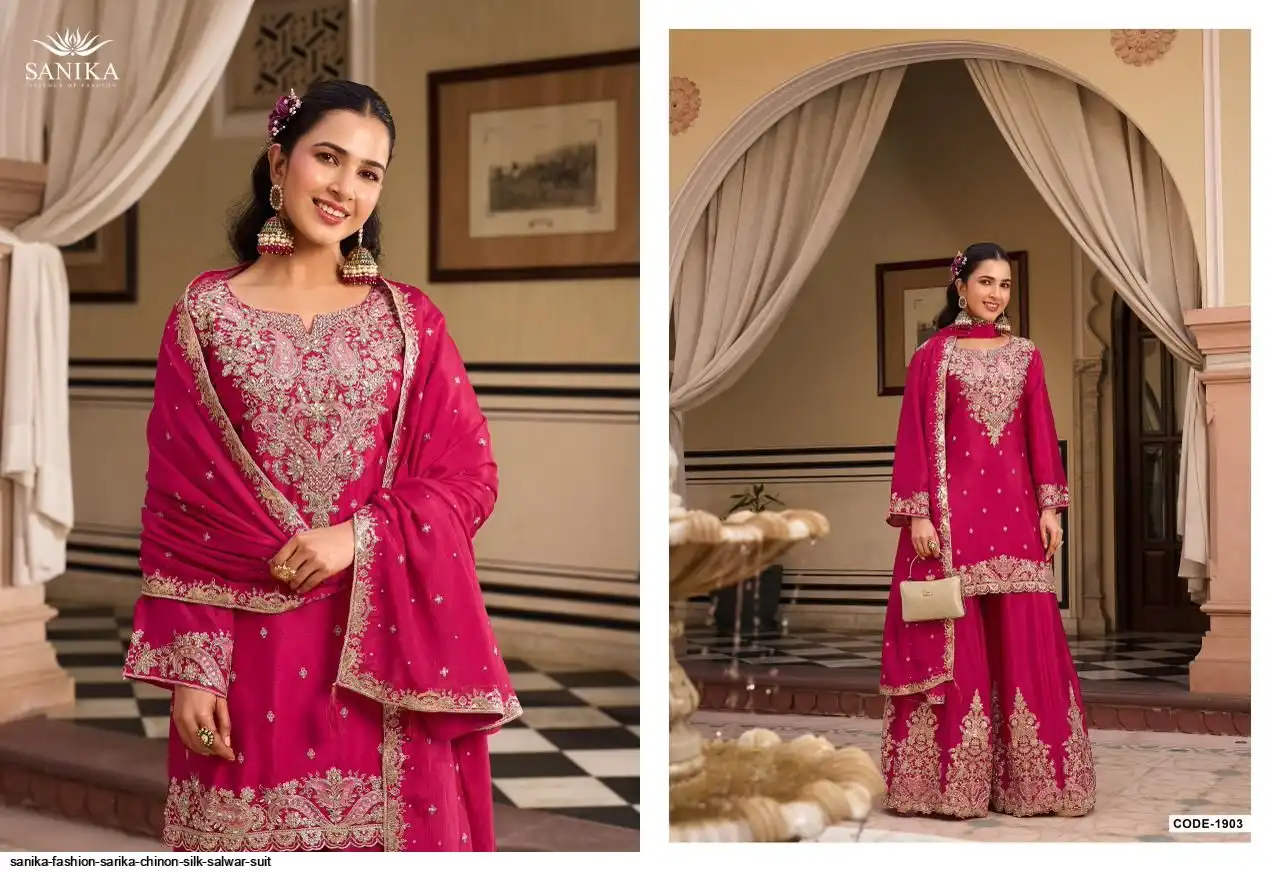 SANIKA FASHION SARIKA CHINON SILK SALWAR SUIT 1903