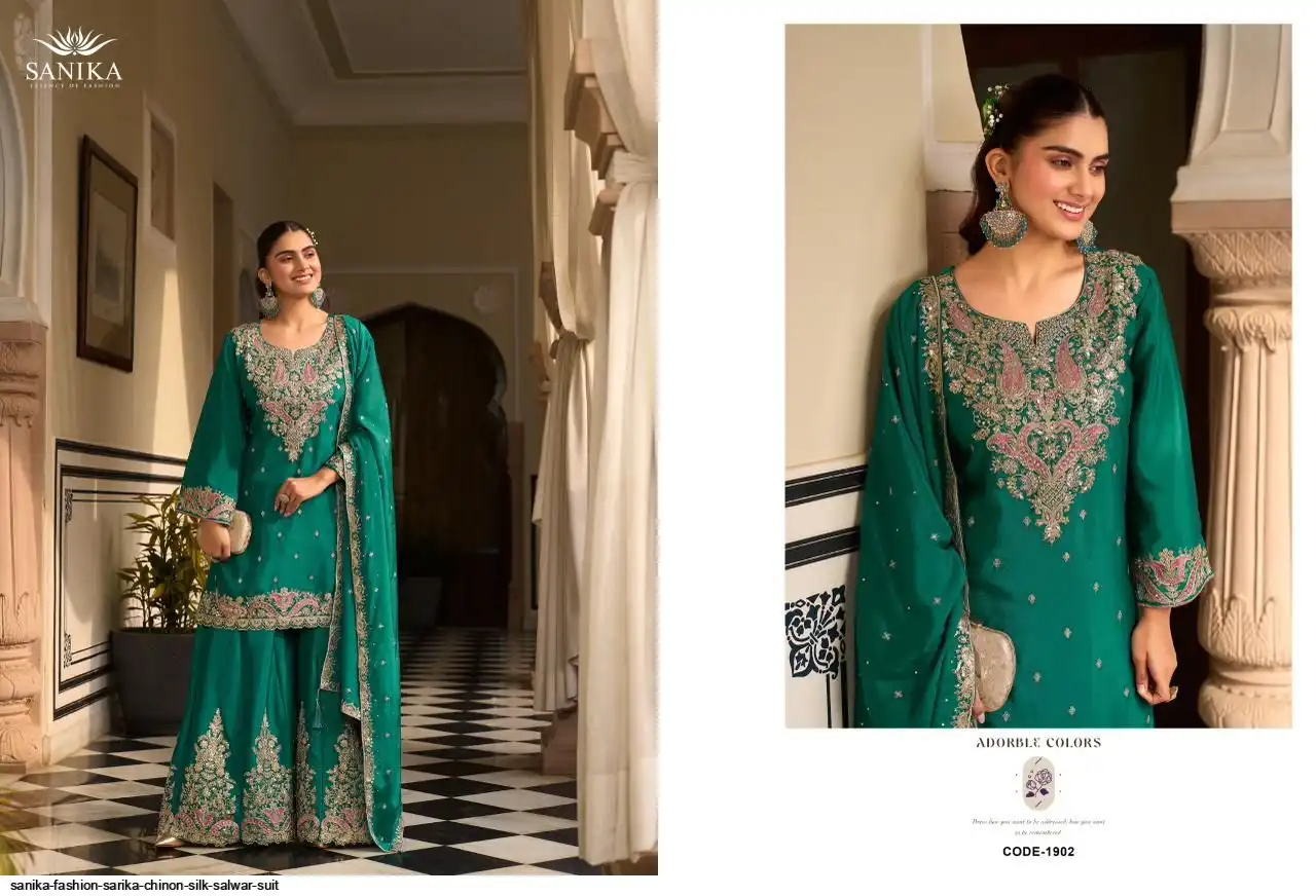 SANIKA FASHION SARIKA CHINON SILK SALWAR SUIT 1902