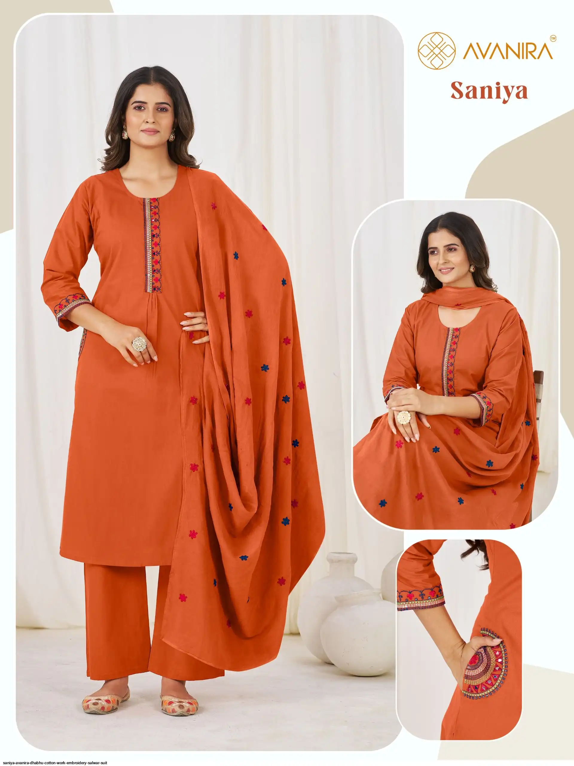 SANIYA AVANIRA DHABHU COTTON WORK EMBROIDERY SALWAR SUIT 2