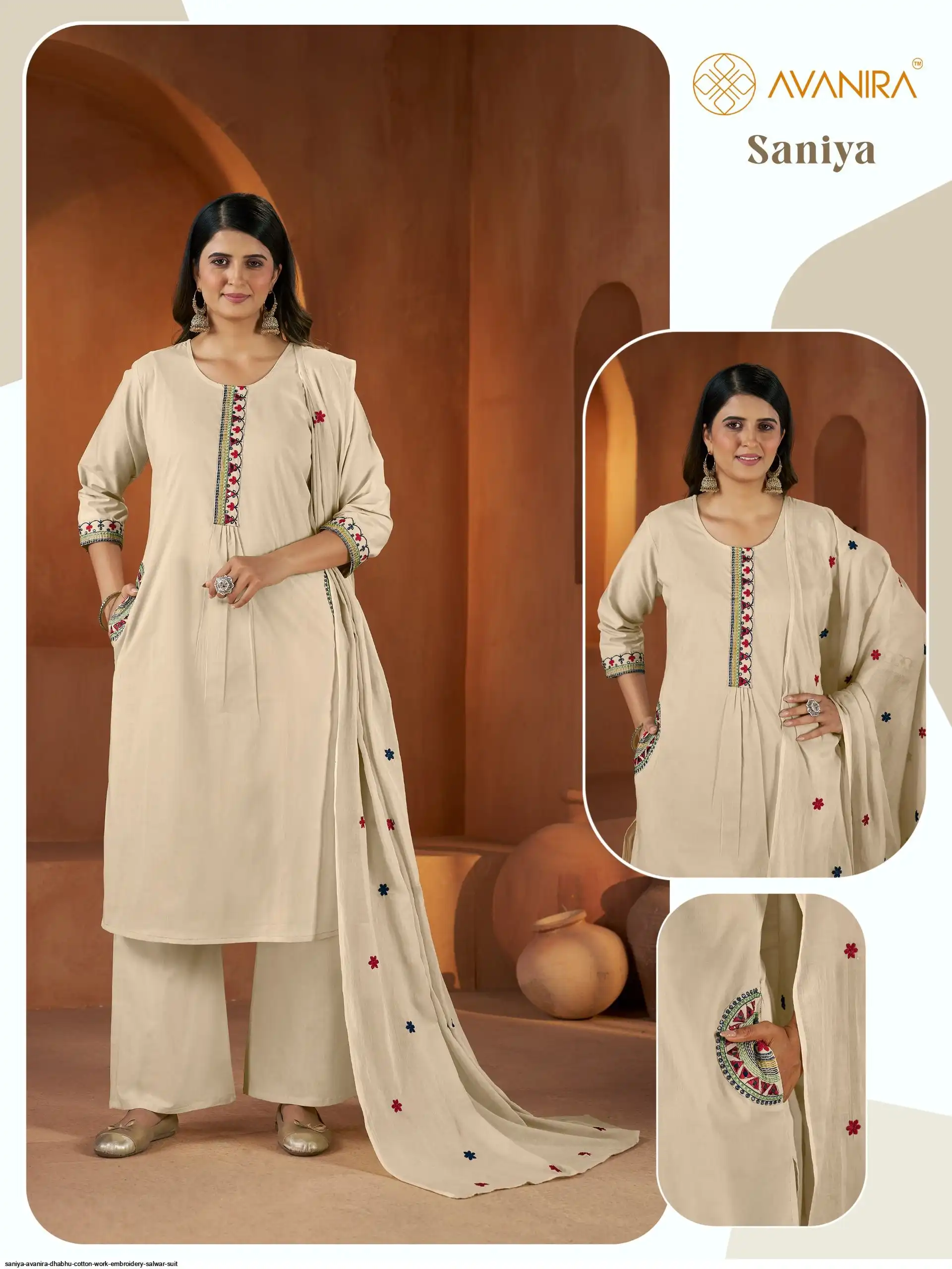 SANIYA AVANIRA DHABHU COTTON WORK EMBROIDERY SALWAR SUIT 3
