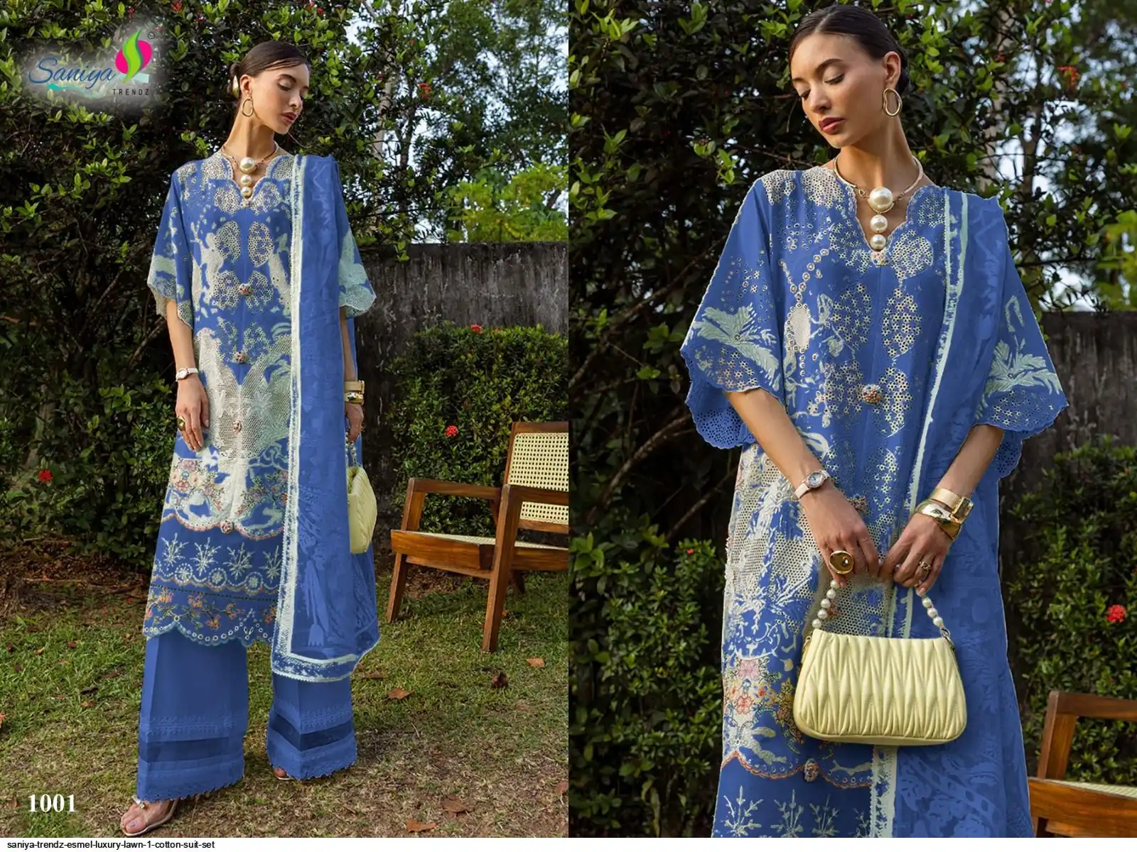 SANIYA TRENDZ ESMEL LUXURY LAWN 1 COTTON SUIT SET 1001