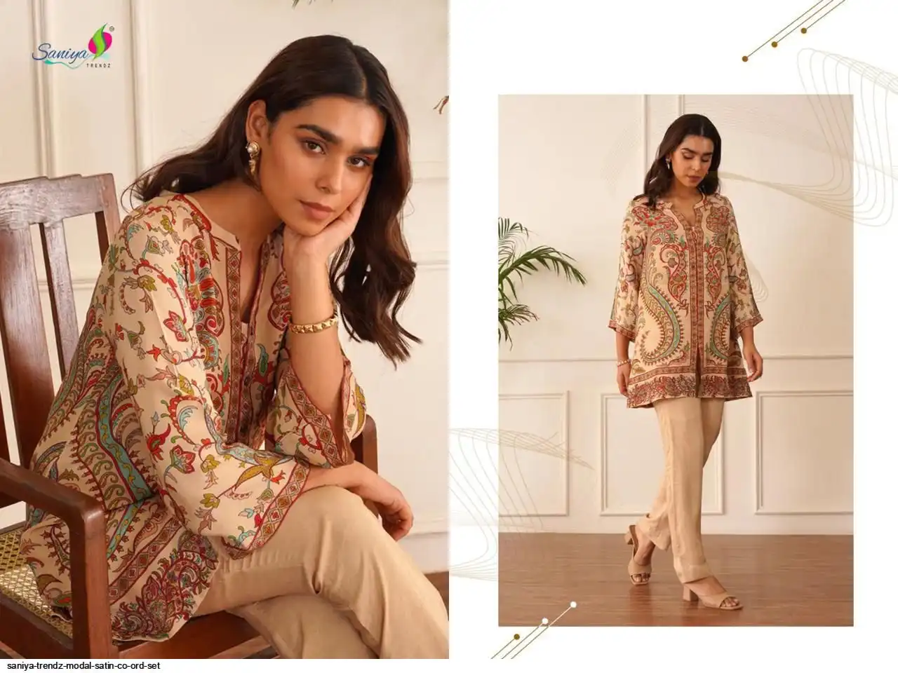 SANIYA TRENDZ MODAL SATIN CO ORD SET E