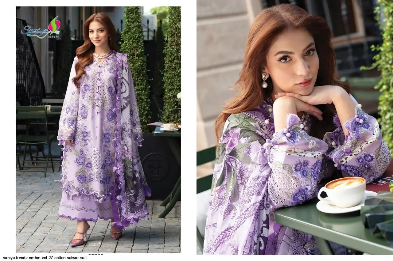 SANIYA TRENDZ OMBRE VOL 27 COTTON SALWAR SUIT A