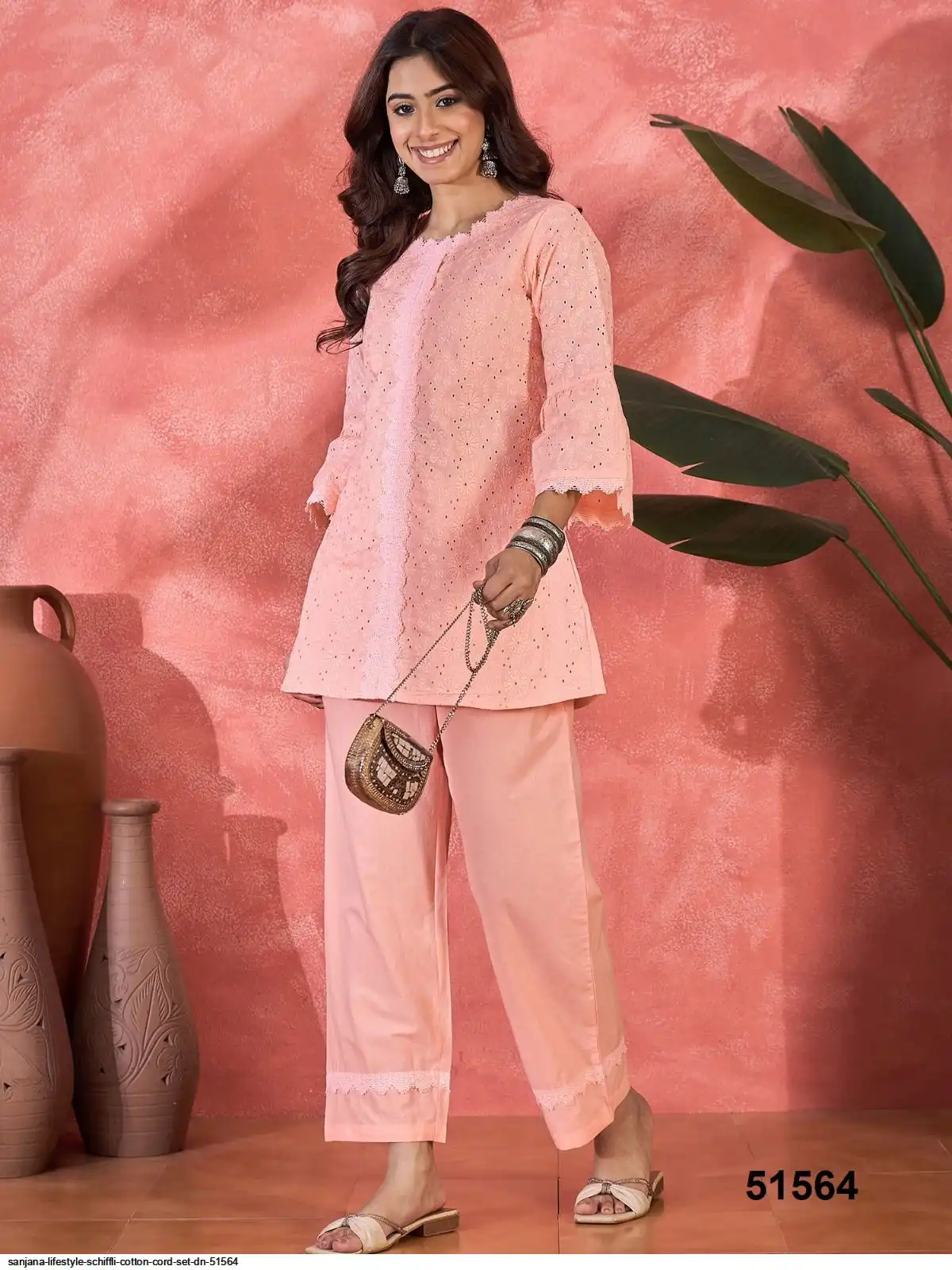 SANJANA LIFESTYLE SCHIFFLI COTTON CORD SET DN 51564