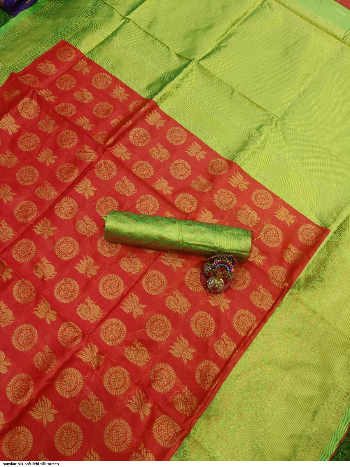 SANSKAR SILK SOFT LICHI SILK SAREES A