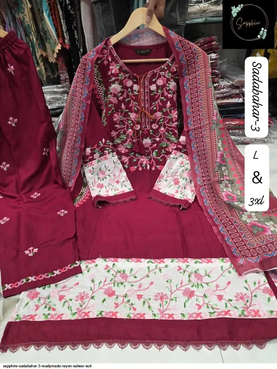 SAPPHIRE SADABAHAR 3 READYMADE RAYON SALWAR SUIT 104
