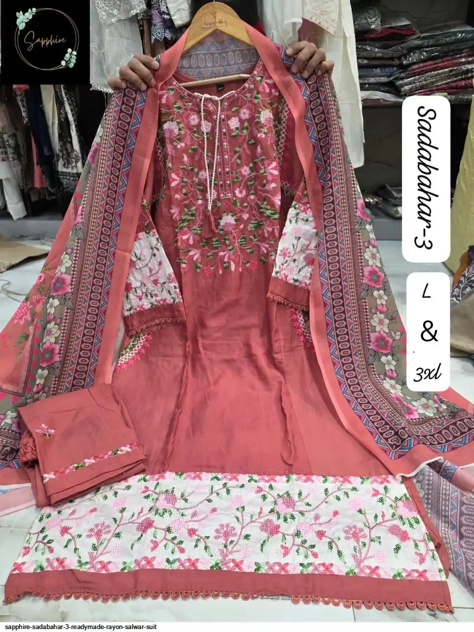 SAPPHIRE SADABAHAR 3 READYMADE RAYON SALWAR SUIT 107