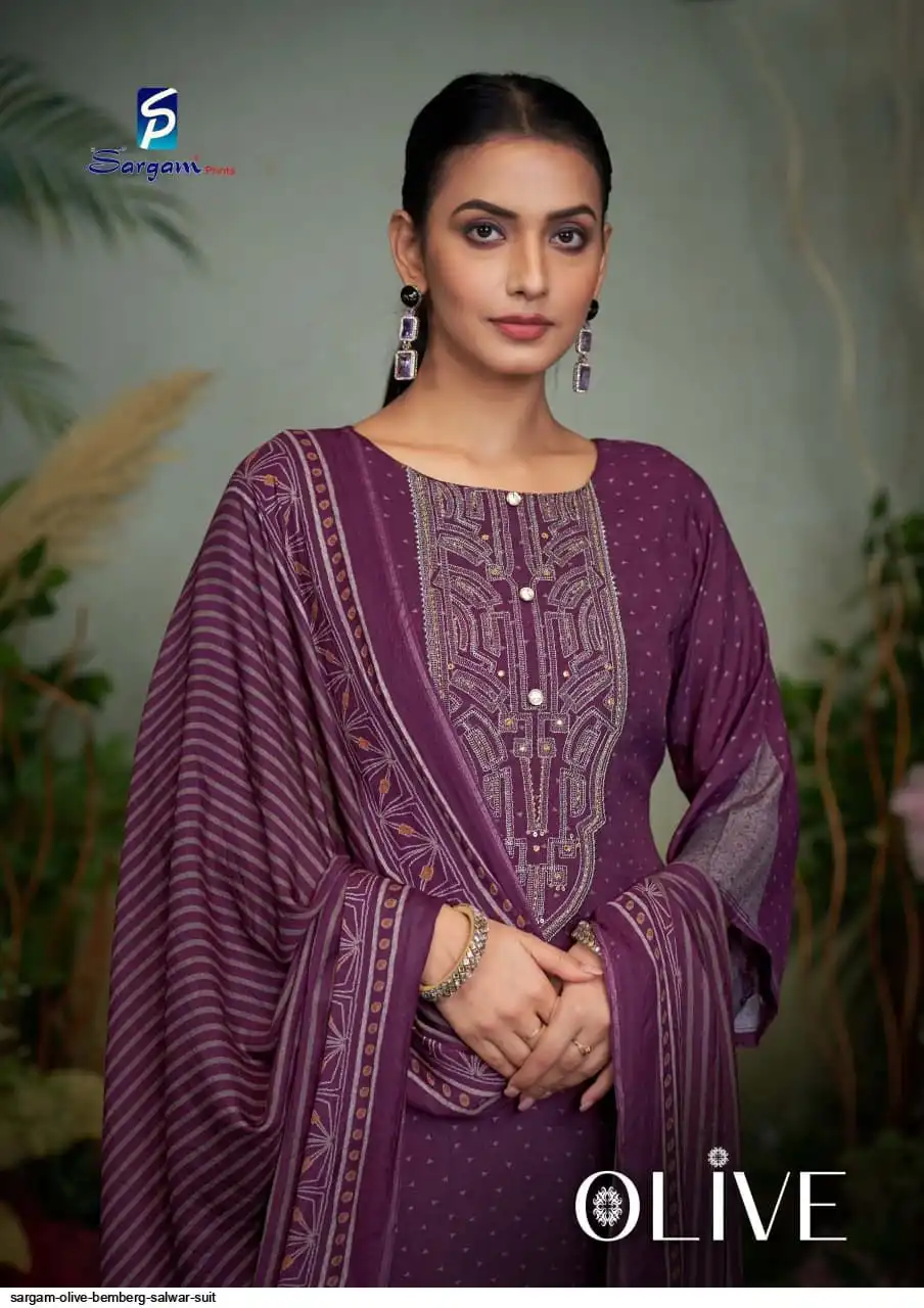 SARGAM OLIVE BEMBERG SALWAR SUIT