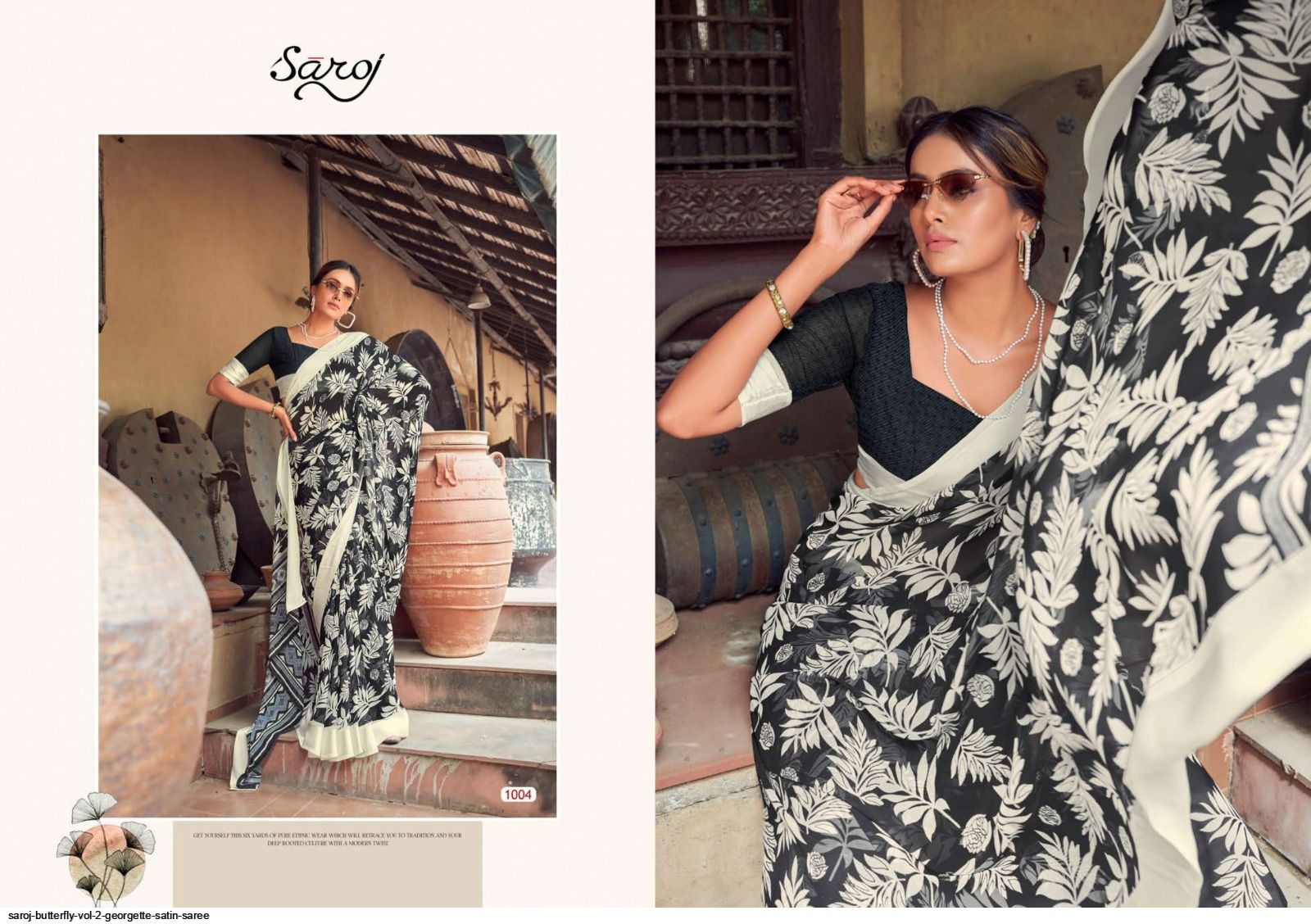 linen saree with butterfly print and... - Veda The Boutique | Facebook