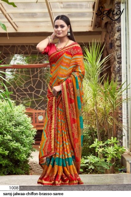 Fancy Printed Brasso Saree at Rs.1135/Pcs in surat offer by Seymore Print  Pvt Ltd