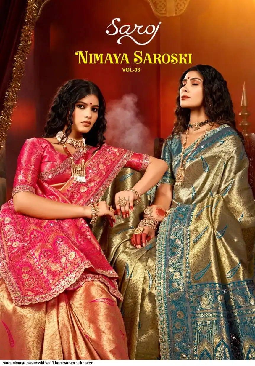 SAROJ NIMAYA SWAROVSKI VOL 3 KANJIWARAM SILK SAREE
