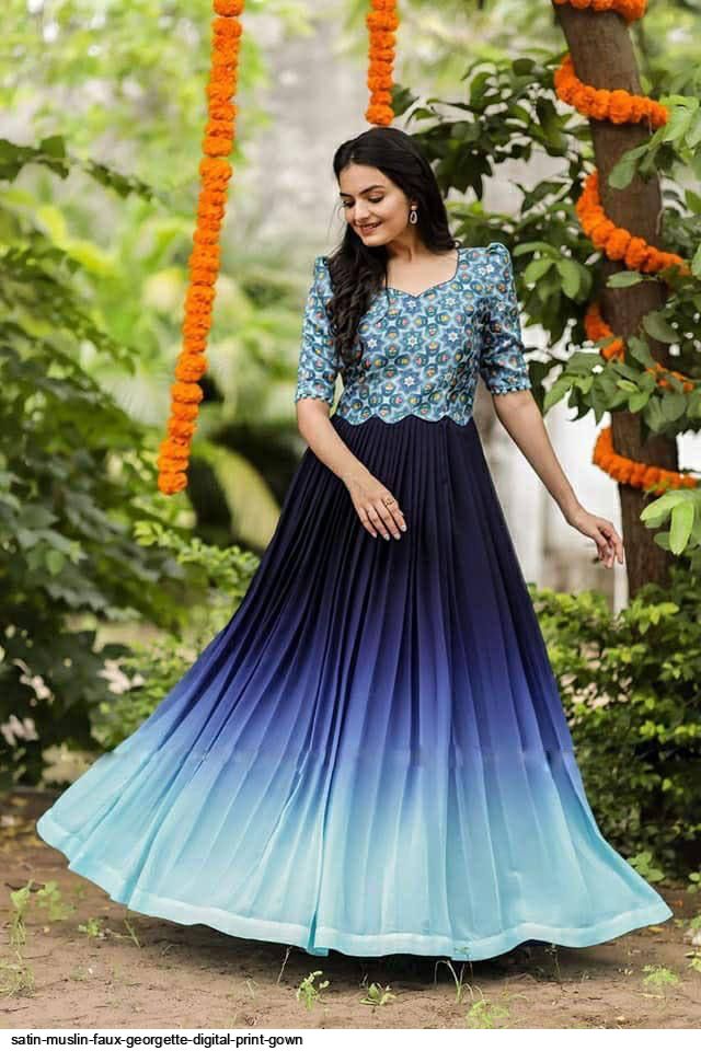 Double Color Shaded Sequence Gown