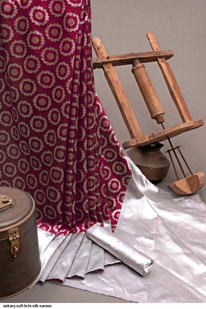 SATRANJ SOFT LICHI SILK SAREES C