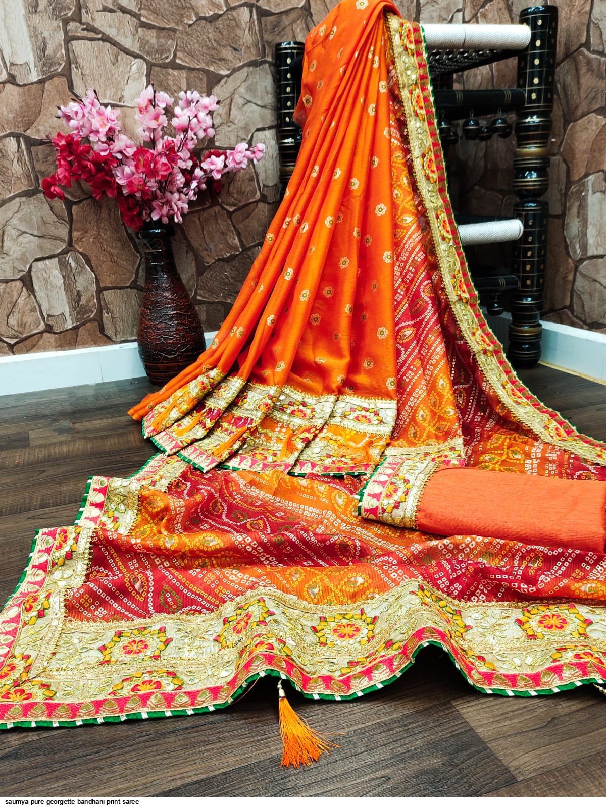 Printed Weightless Chunari Rajasthani Sarees, Machine wash, 6 m (with blouse  piece)