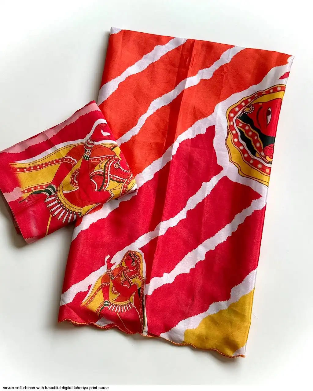 SAVAN SOFT CHINON WITH BEAUTIFUL DIGITAL LAHERIYA PRINT SAREE 1