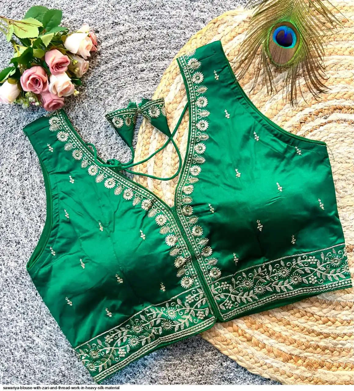 SAWARIYA BLOUSE WITH ZARI AND THREAD WORK IN HEAVY SILK MATERIAL 3