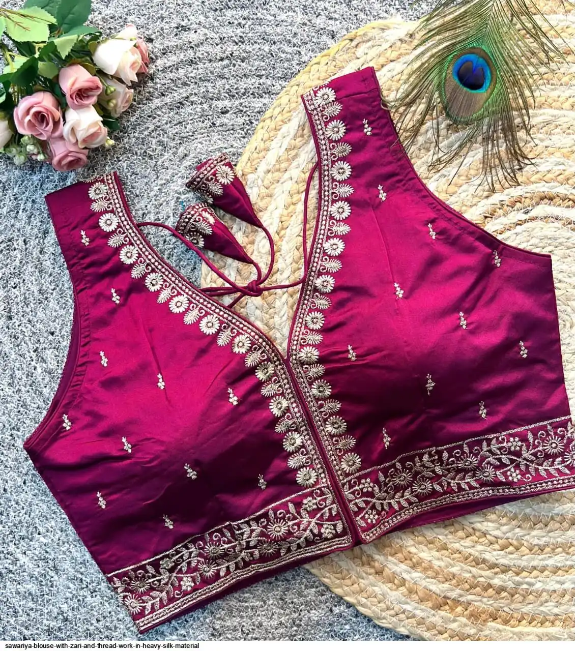 SAWARIYA BLOUSE WITH ZARI AND THREAD WORK IN HEAVY SILK MATERIAL 4