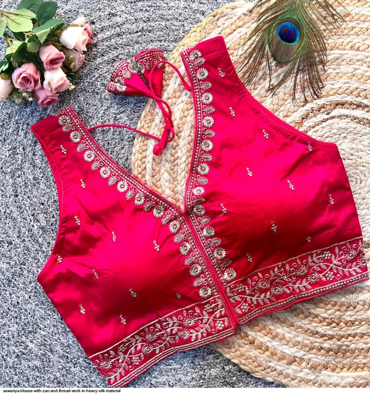 SAWARIYA BLOUSE WITH ZARI AND THREAD WORK IN HEAVY SILK MATERIAL 5