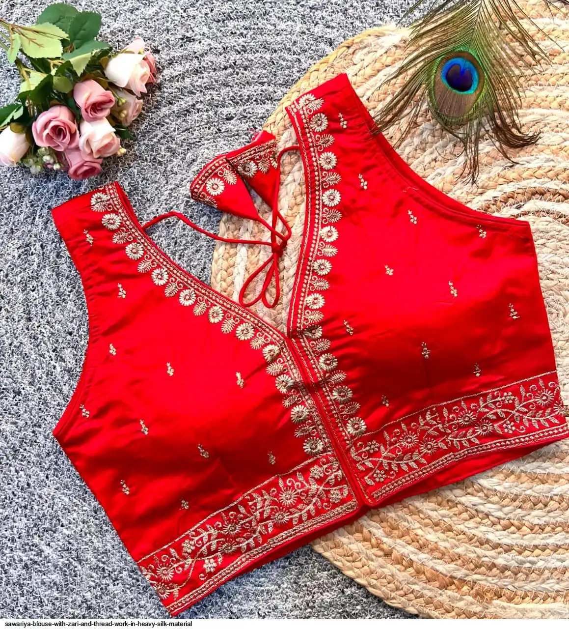SAWARIYA BLOUSE WITH ZARI AND THREAD WORK IN HEAVY SILK MATERIAL 2