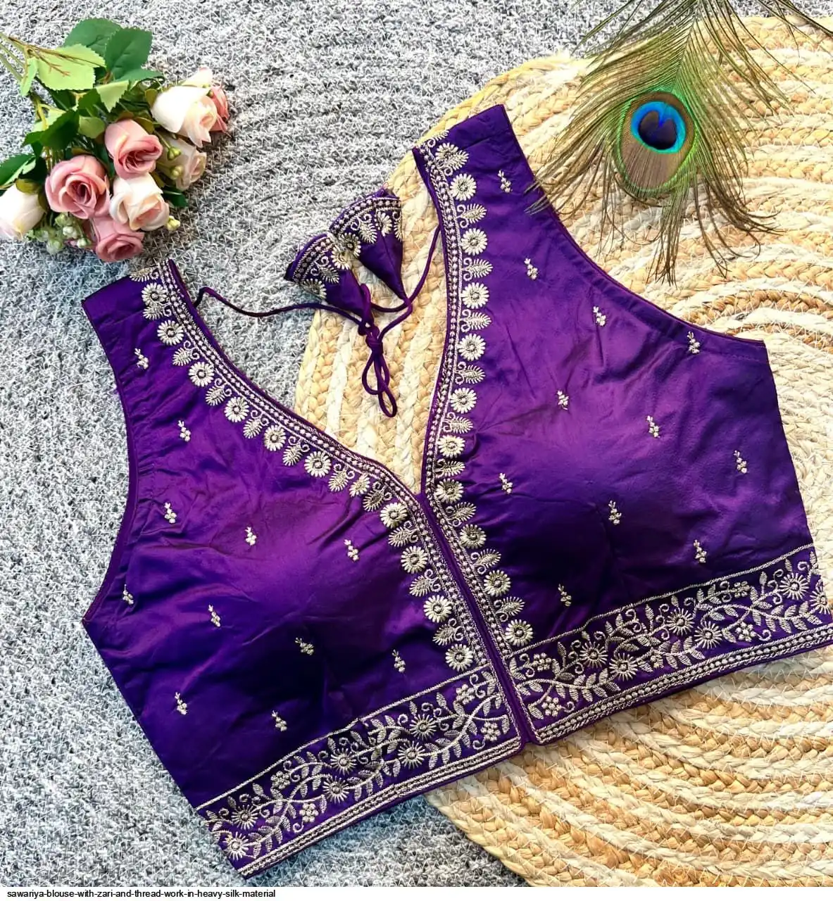 SAWARIYA BLOUSE WITH ZARI AND THREAD WORK IN HEAVY SILK MATERIAL 1