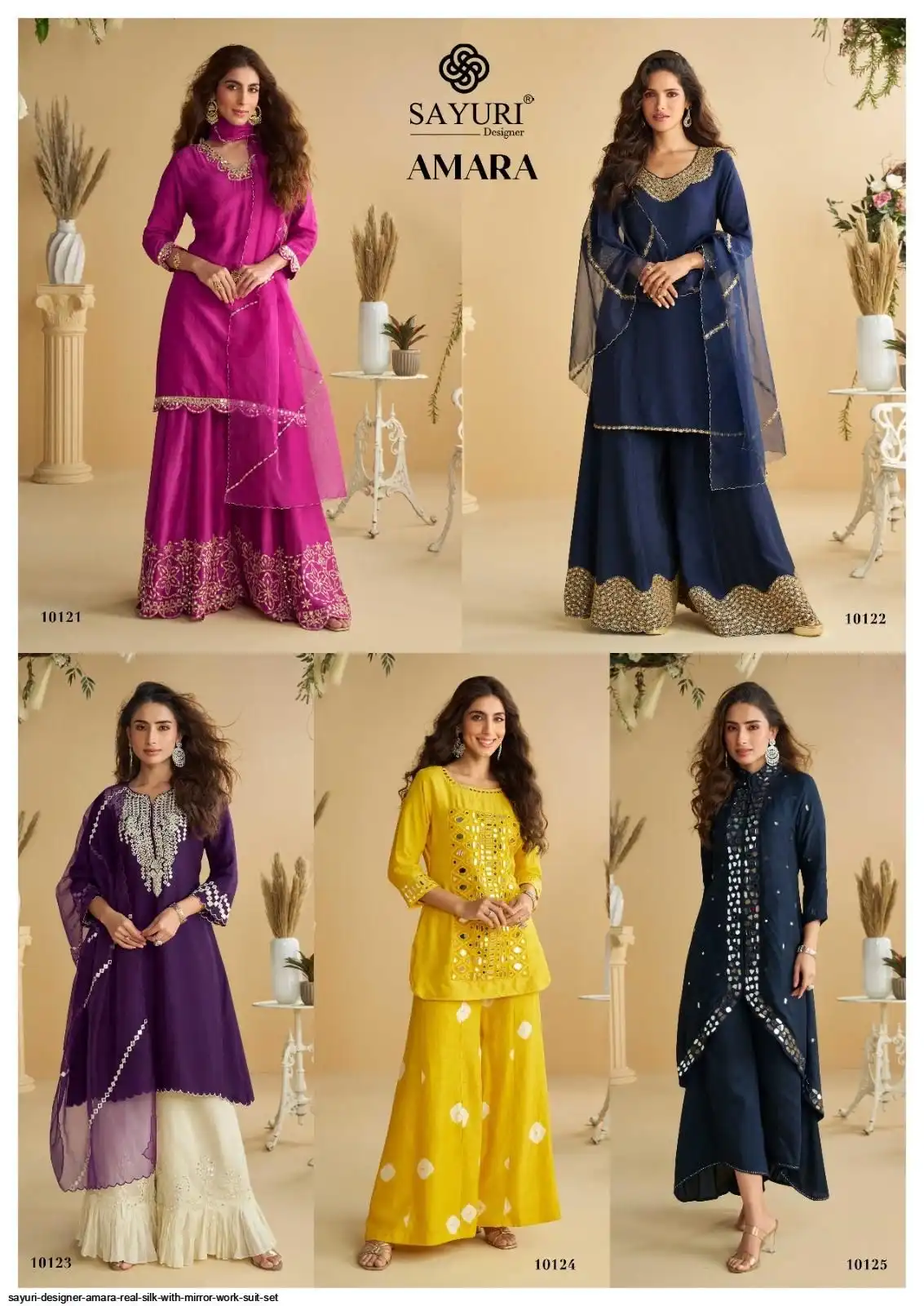 SAYURI DESIGNER AMARA REAL SILK WITH MIRROR WORK SUIT SET