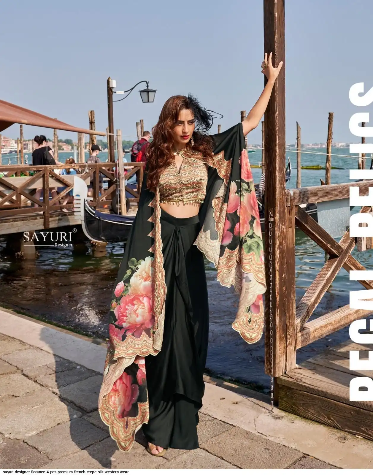 SAYURI DESIGNER FLORANCE 4 PCS PREMIUM FRENCH CREPE SILK WESTERN WEAR A