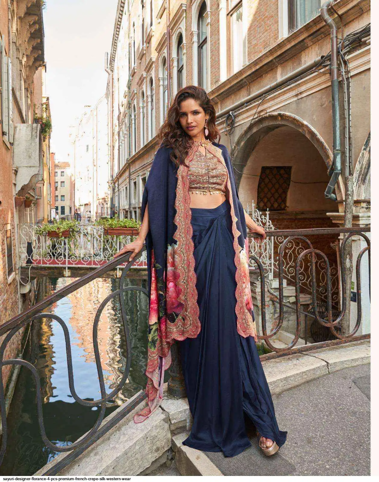 SAYURI DESIGNER FLORANCE 4 PCS PREMIUM FRENCH CREPE SILK WESTERN WEAR D