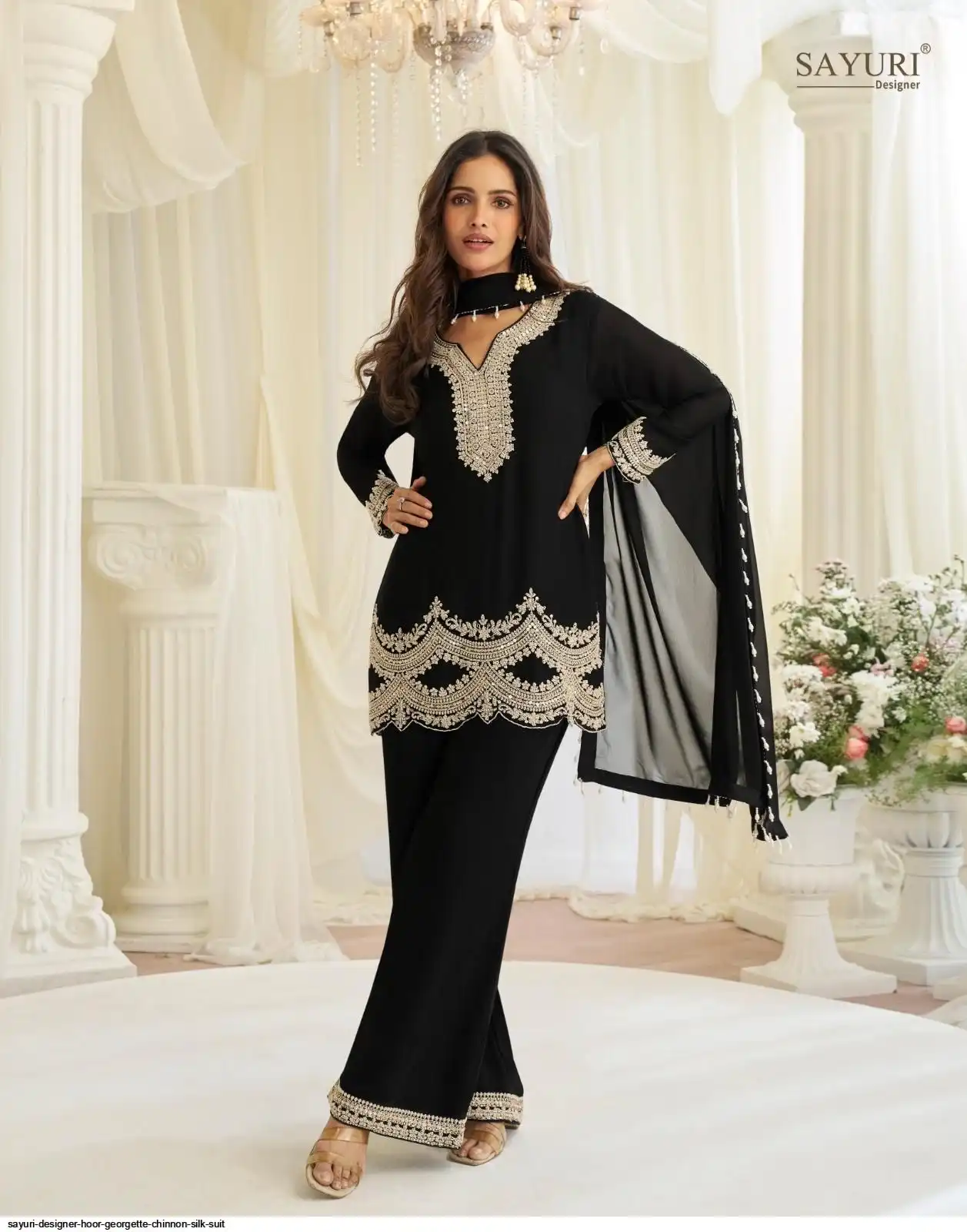 SAYURI DESIGNER HOOR GEORGETTE CHINNON SILK SUIT E