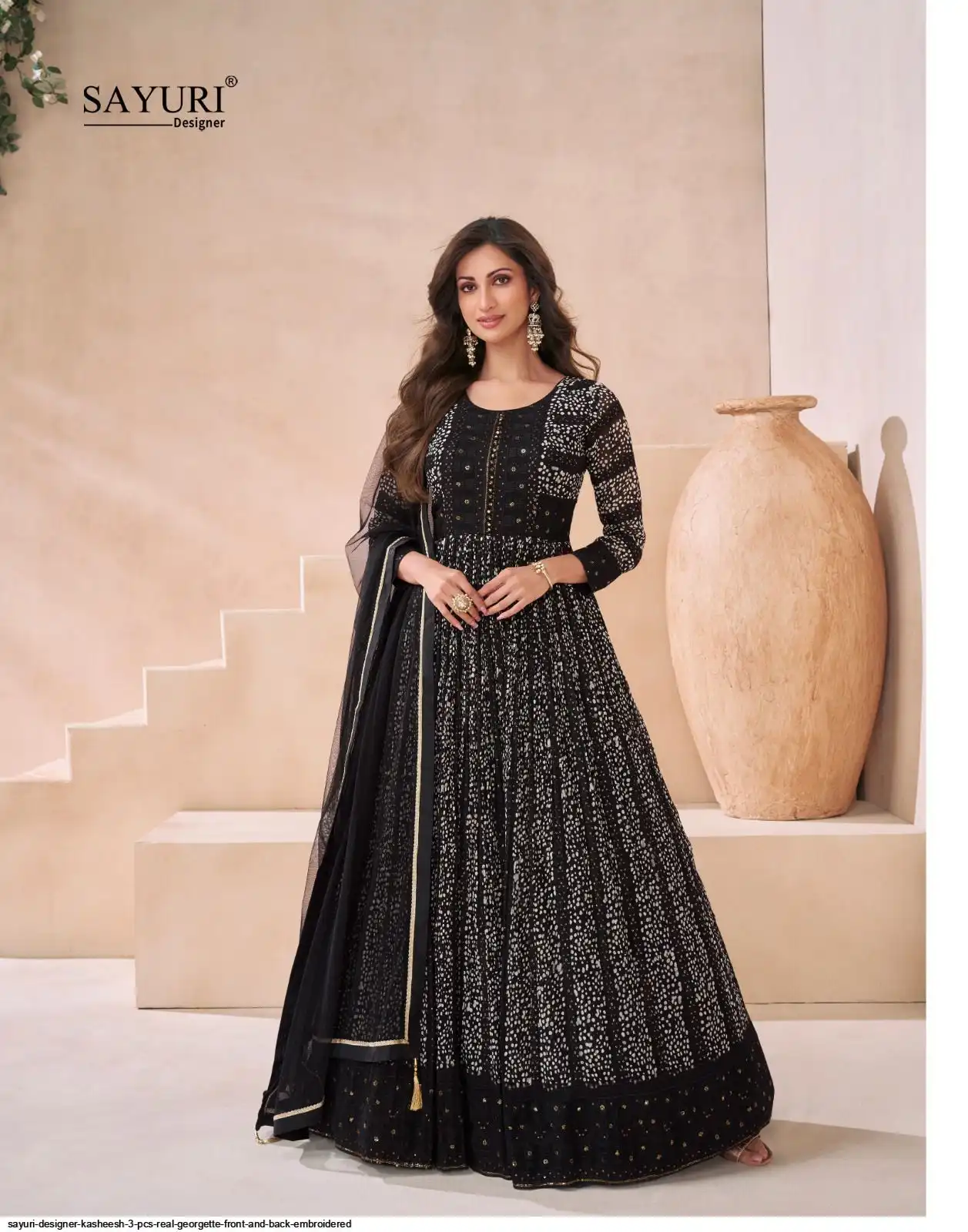 SAYURI DESIGNER KASHEESH 3 PCS REAL GEORGETTE FRONT AND BACK EMBROIDERED 5556
