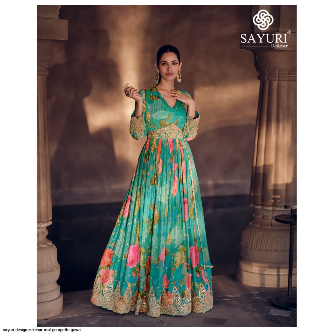 SAYURI DESIGNER KESAR REAL GEORGETTE GOWN 5472