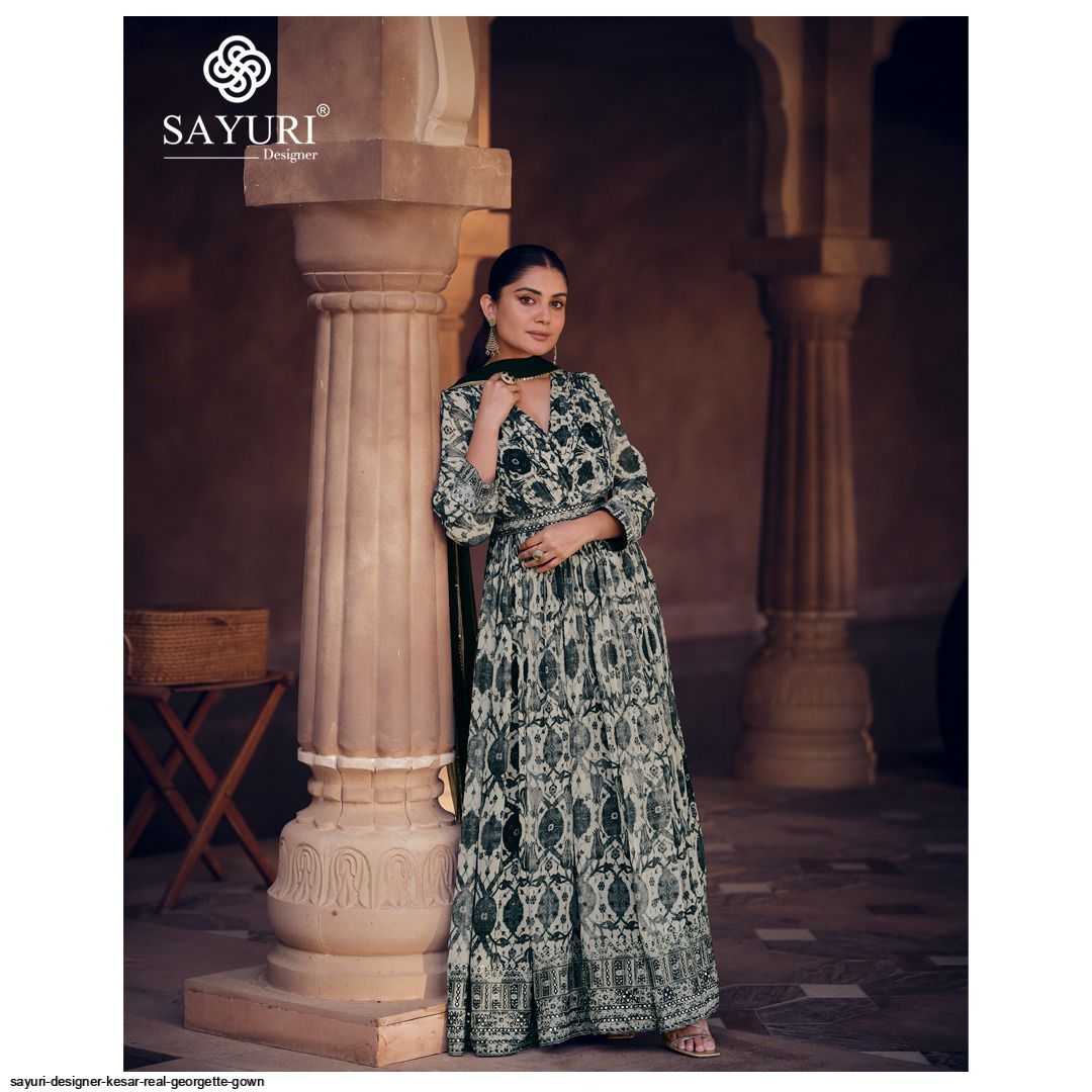 SAYURI DESIGNER KESAR REAL GEORGETTE GOWN 5473