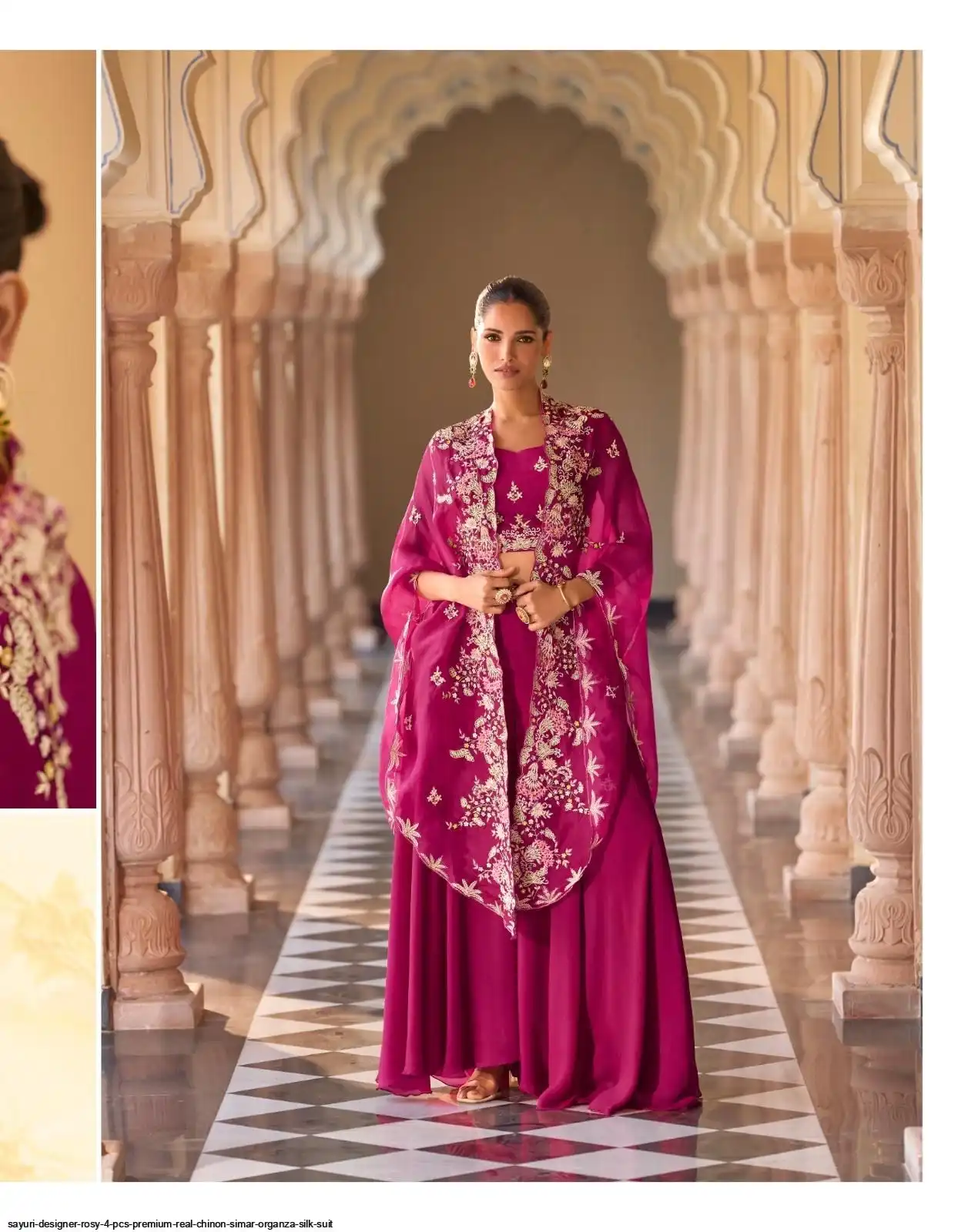 SAYURI DESIGNER ROSY 4 PCS PREMIUM REAL CHINON SIMAR ORGANZA SILK SUIT 7